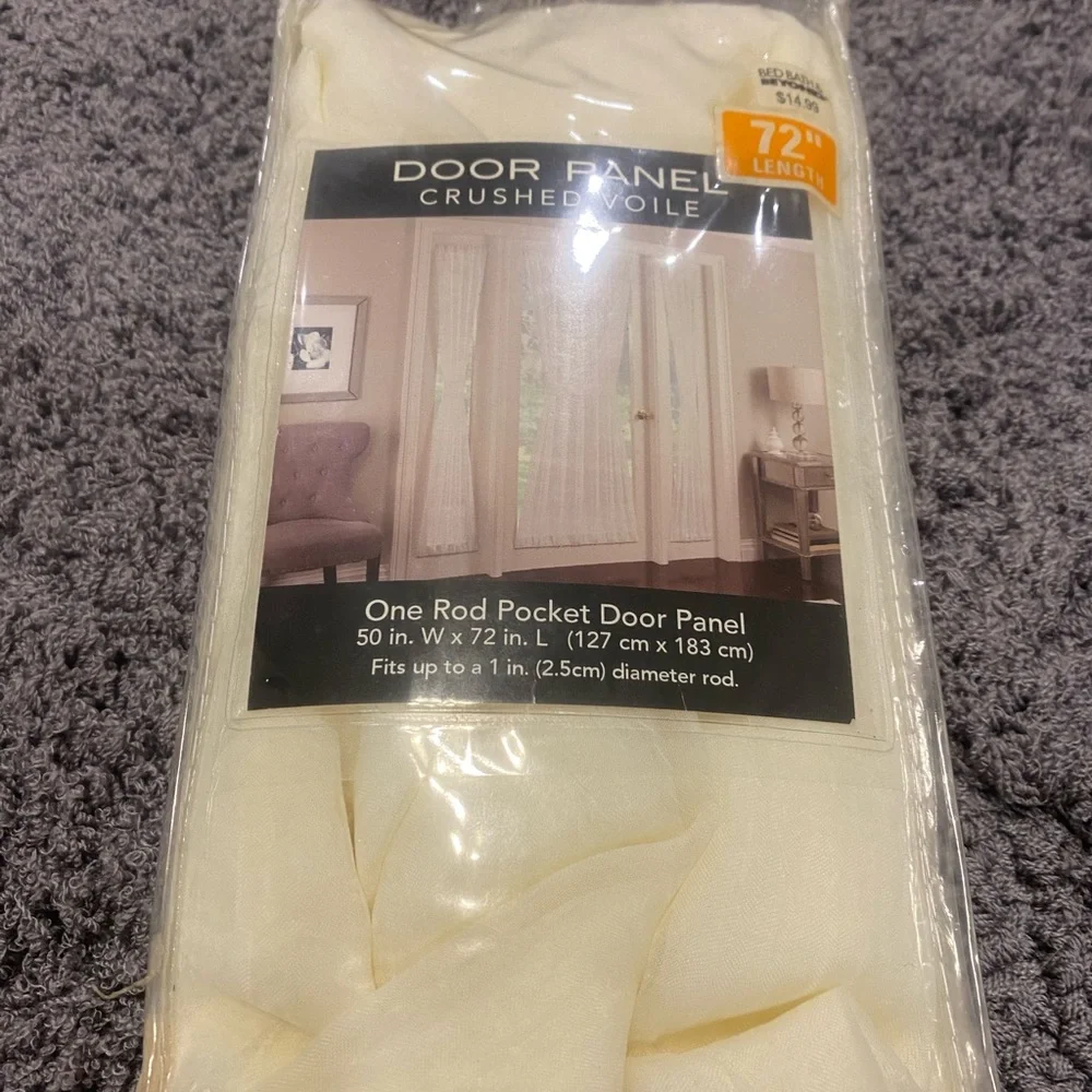 Crushed Voile Sheer Door Curtain Panel and Sidelight Panels- Ivory - 72